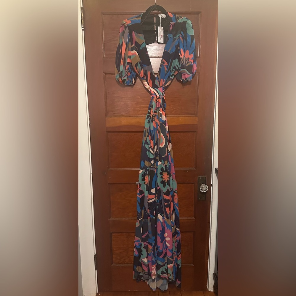 Baltic Born Multicolor Floral Maxi Dress with Tie Waist